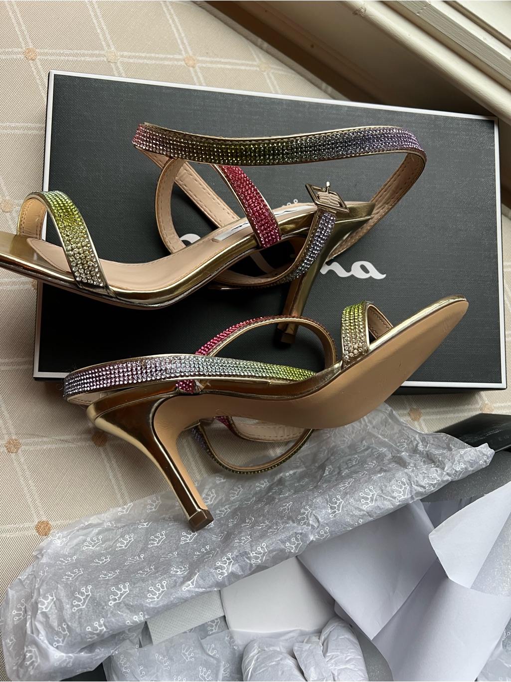 Nina Varena Crystal Ankle Strap Sandals Sz 6 — image 5 of 8